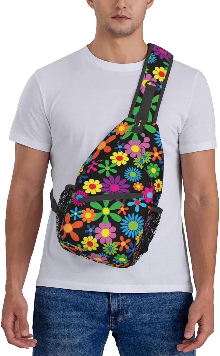 Pattern Printed Sling Bag for Women Men Crossbody Shoulder Backpack Chest Bags Gym Travel Hiking Casual Daypack