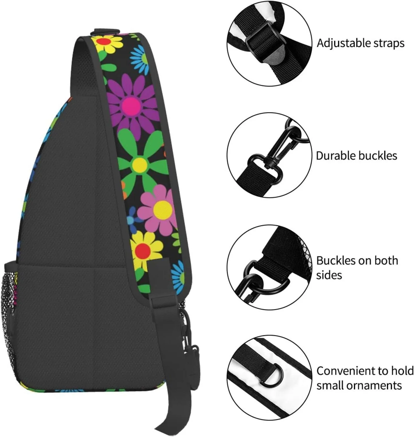 Pattern Printed Sling Bag for Women Men Crossbody Shoulder Backpack Chest Bags Gym Travel Hiking Casual Daypack