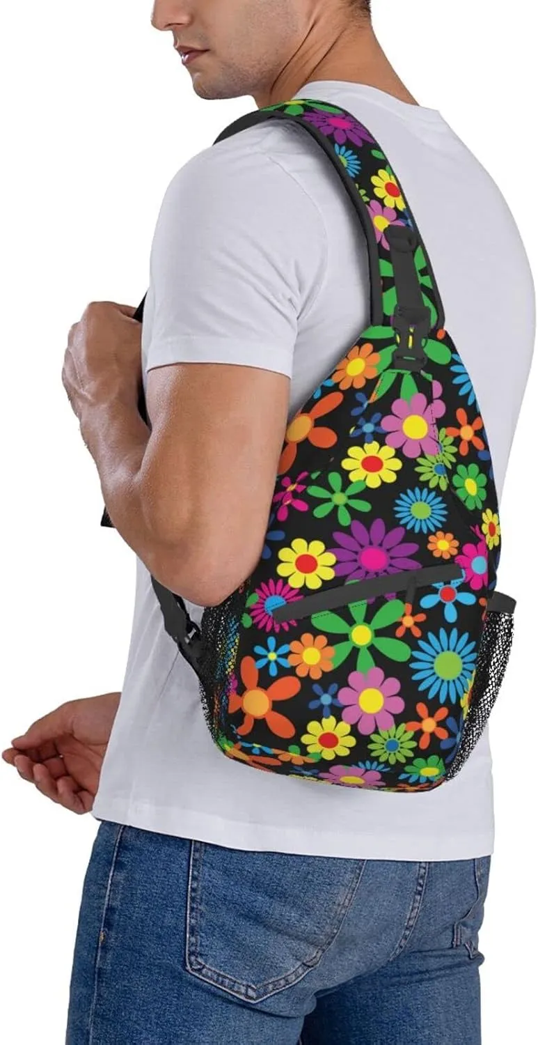Pattern Printed Sling Bag for Women Men Crossbody Shoulder Backpack Chest Bags Gym Travel Hiking Casual Daypack