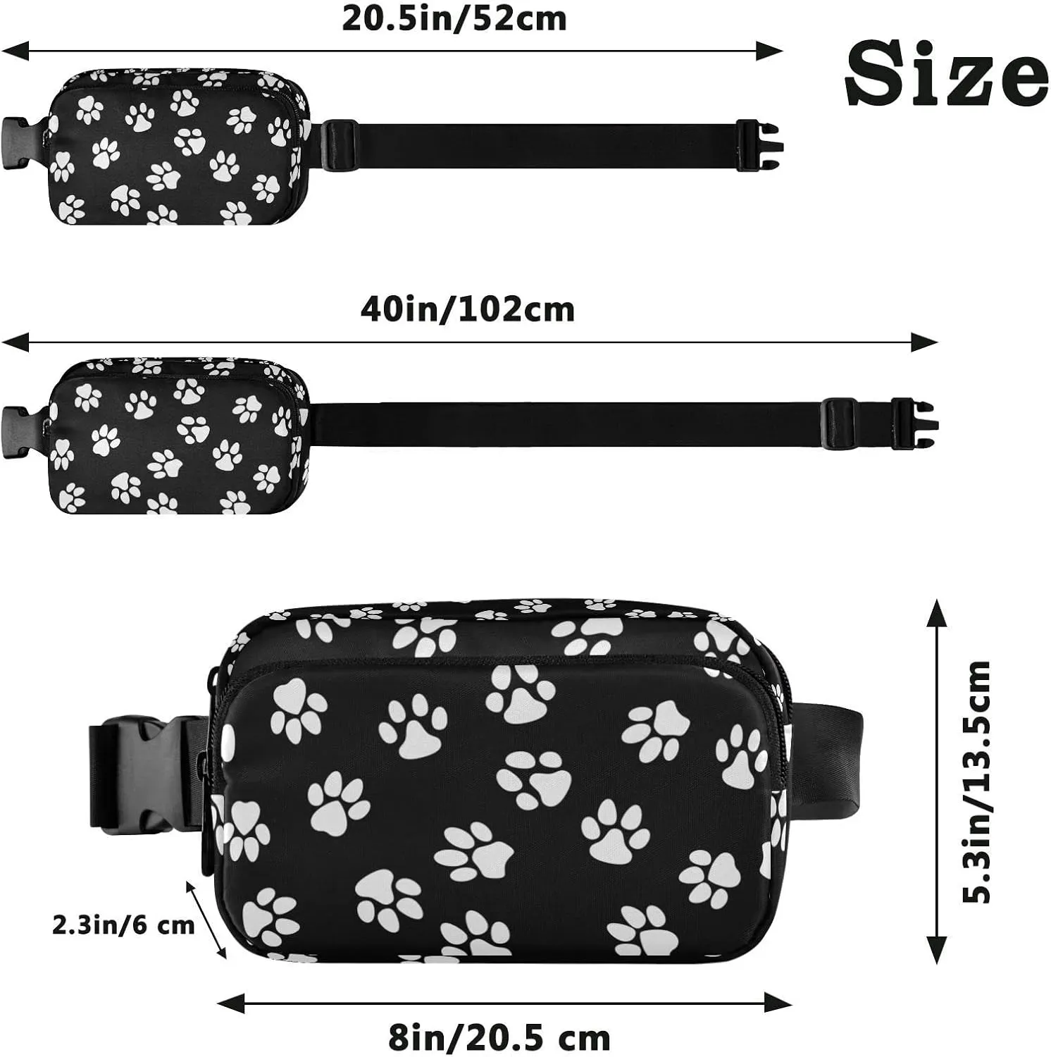 Paw Print Fanny Pack women Belt Bag Fashion Everywhere Waist Bags with Adjustable Strap for Workout Running Traveling Hiking