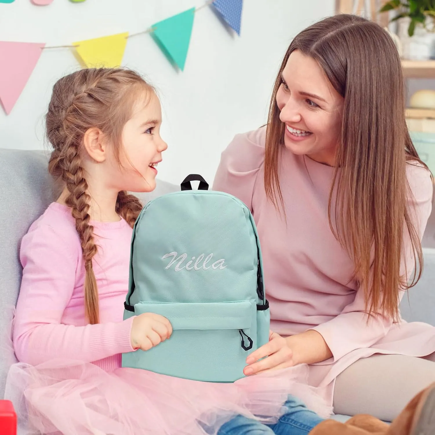 Personalised Backpack for School with Name Embroidery, Custom Kids School Bag, Childrens Rucksack for Girls & Boys, Customized Bookbag for Teenage Primary Secondary ((Dark Red, Large))