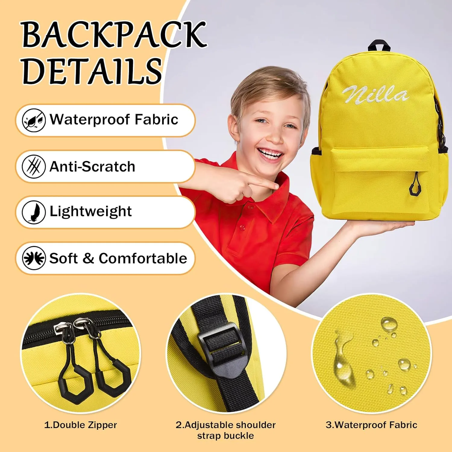 Personalised Backpack for School with Name Embroidery, Custom Kids School Bag, Childrens Rucksack for Girls & Boys, Customized Bookbag for Teenage Primary Secondary ((Dark Red, Large))