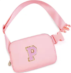 Personalized Belt Bag for Women Girls - Fashion Mini Waist Packs with Adjustable Strap - Trendy Travel Fanny Pack Crossbody Bags with Initial Letter - Teen Gifts | Peach,P