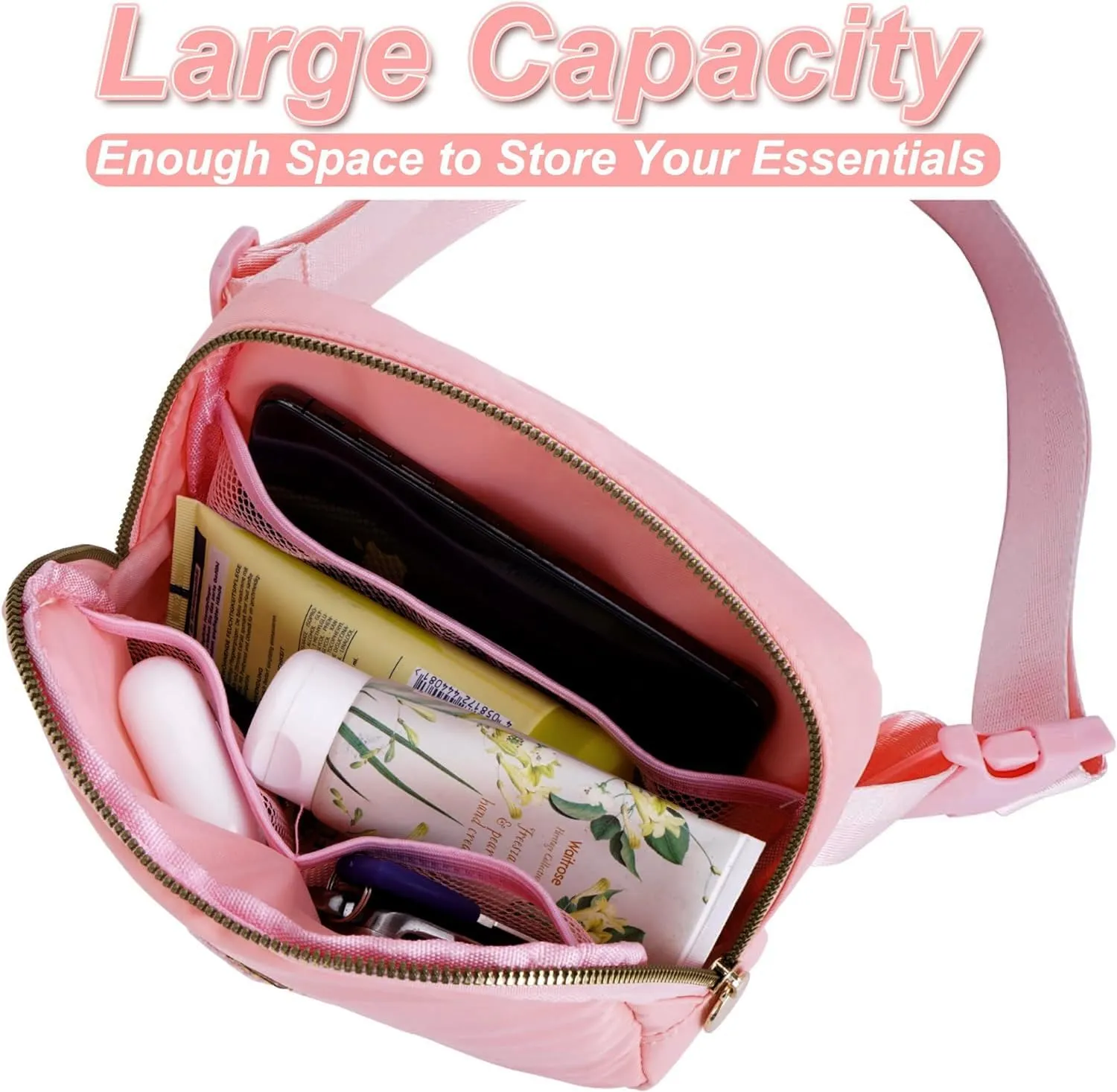 Personalized Belt Bag for Women Girls - Fashion Mini Waist Packs with Adjustable Strap - Trendy Travel Fanny Pack Crossbody Bags with Initial Letter - Teen Gifts | Peach,P