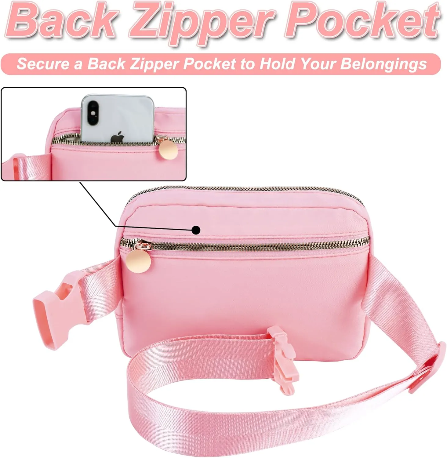 Personalized Belt Bag for Women Girls - Fashion Mini Waist Packs with Adjustable Strap - Trendy Travel Fanny Pack Crossbody Bags with Initial Letter - Teen Gifts | Peach,P