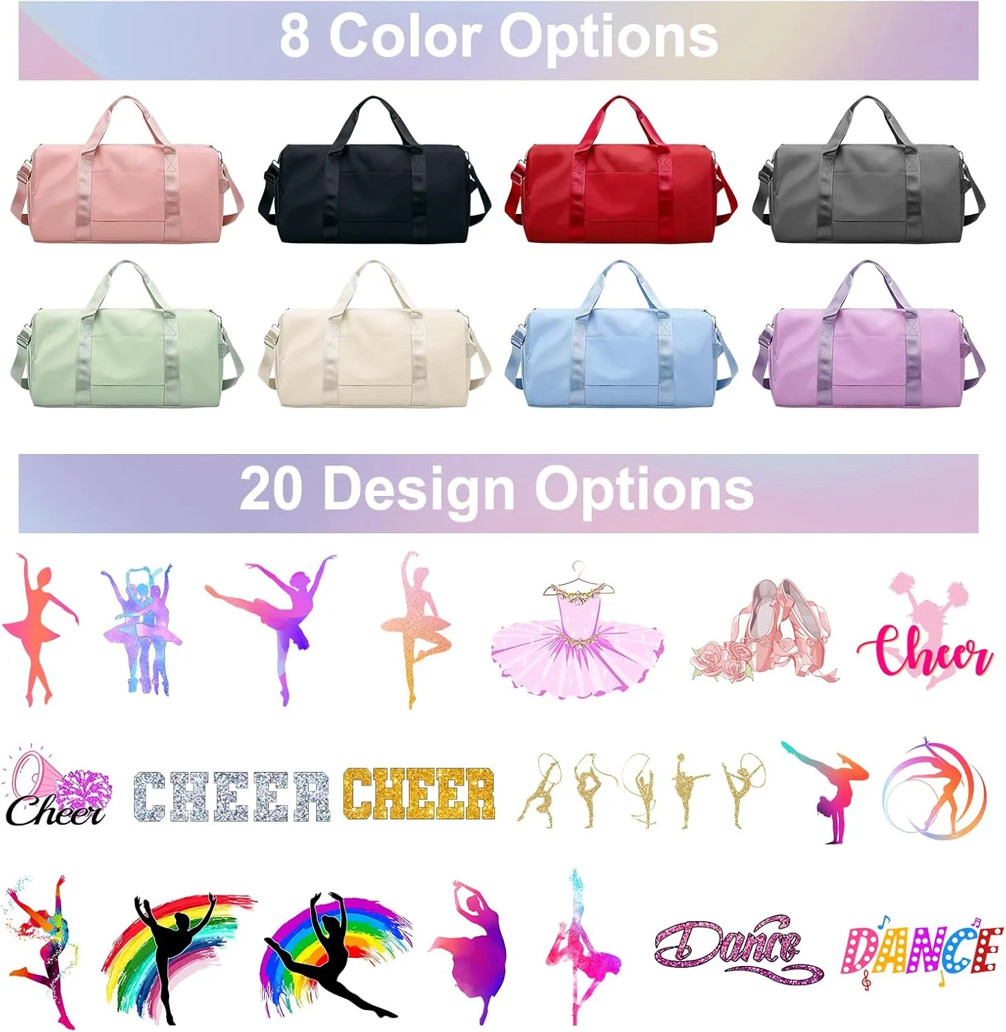 Personalized Duffle Bag Printed with Name Photo, Custom Duffle Gym Bags with Wet Dry Pockets & Shoe for Dance Sport Yoga,Personalized Gym Bag for Women Men,Personalized Travel Bag Pink