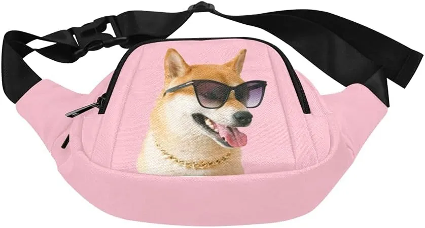 Personalized Fanny Bag for Women Men with Photo Name, Customized Picture Fashion Waist Bag Water Resistant Hip Bum Bag with Adjustable Belt for Travel Hiking Cycling Running (pink)