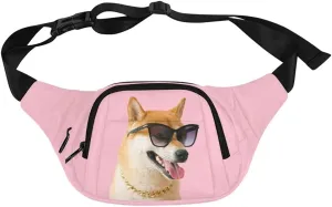 Personalized Fanny Bag for Women Men with Photo Name, Customized Picture Fashion Waist Bag Water Resistant Hip Bum Bag with Adjustable Belt for Travel Hiking Cycling Running (pink)