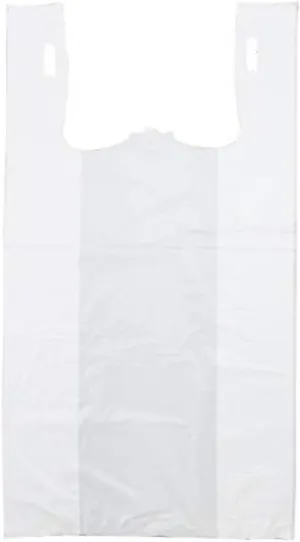 Plastic Bag-Standard White Plain T-Shirt Bag 11.5"x6.5"x21.5" 15 mic - 1000 bags/case