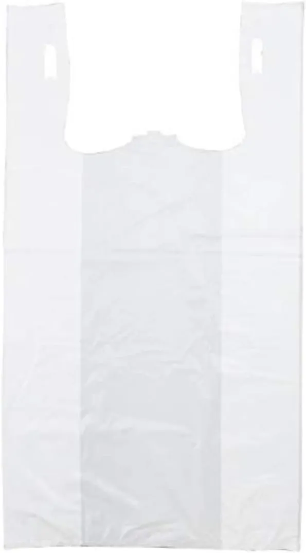 Plastic Bag-Standard White Plain T-Shirt Bag 11.5"x6.5"x21.5" 15 mic - 1000 bags/case