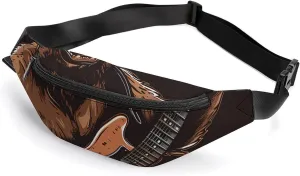 Playing Guitar California Bear Crossbody Fanny Pack Waist Packs Adjustable Shoulder Bags Sling Bag for Hiking Running Cycling