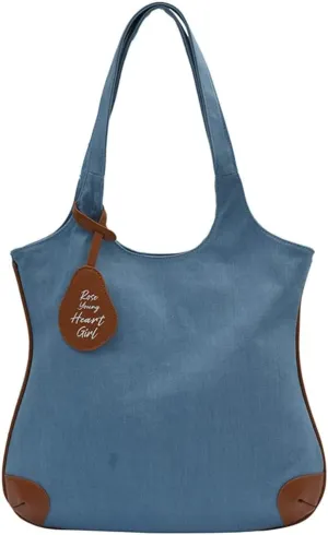 Pocadri Fashion Denim Tote Bags for Women Large Canvas Shoulder Purse Casual Travel Handbeg Top Handle Satchel