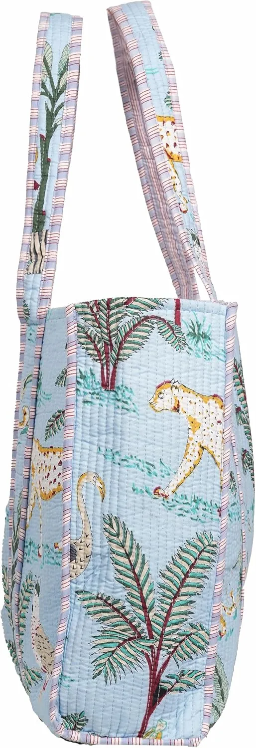 Printed Cotton Tote Bag Lightweight Travel Bag Grocery Shopping Tote Bag Handmade Boho Bag Quilted Tote Bag Market Bag
