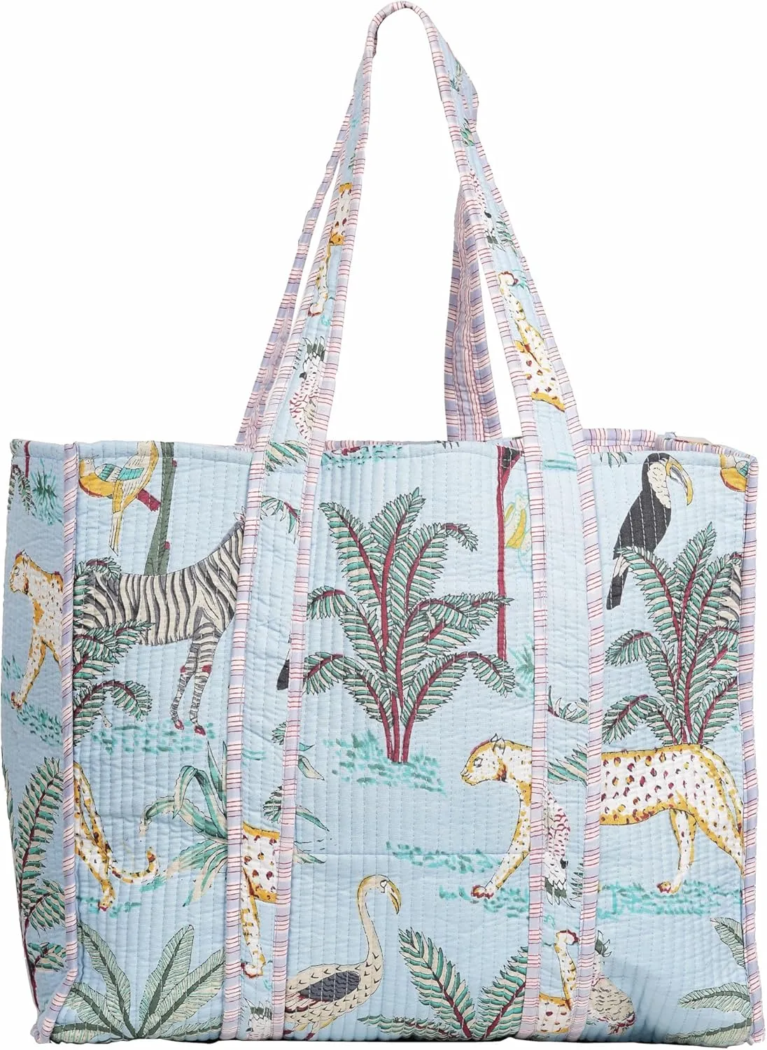 Printed Cotton Tote Bag Lightweight Travel Bag Grocery Shopping Tote Bag Handmade Boho Bag Quilted Tote Bag Market Bag