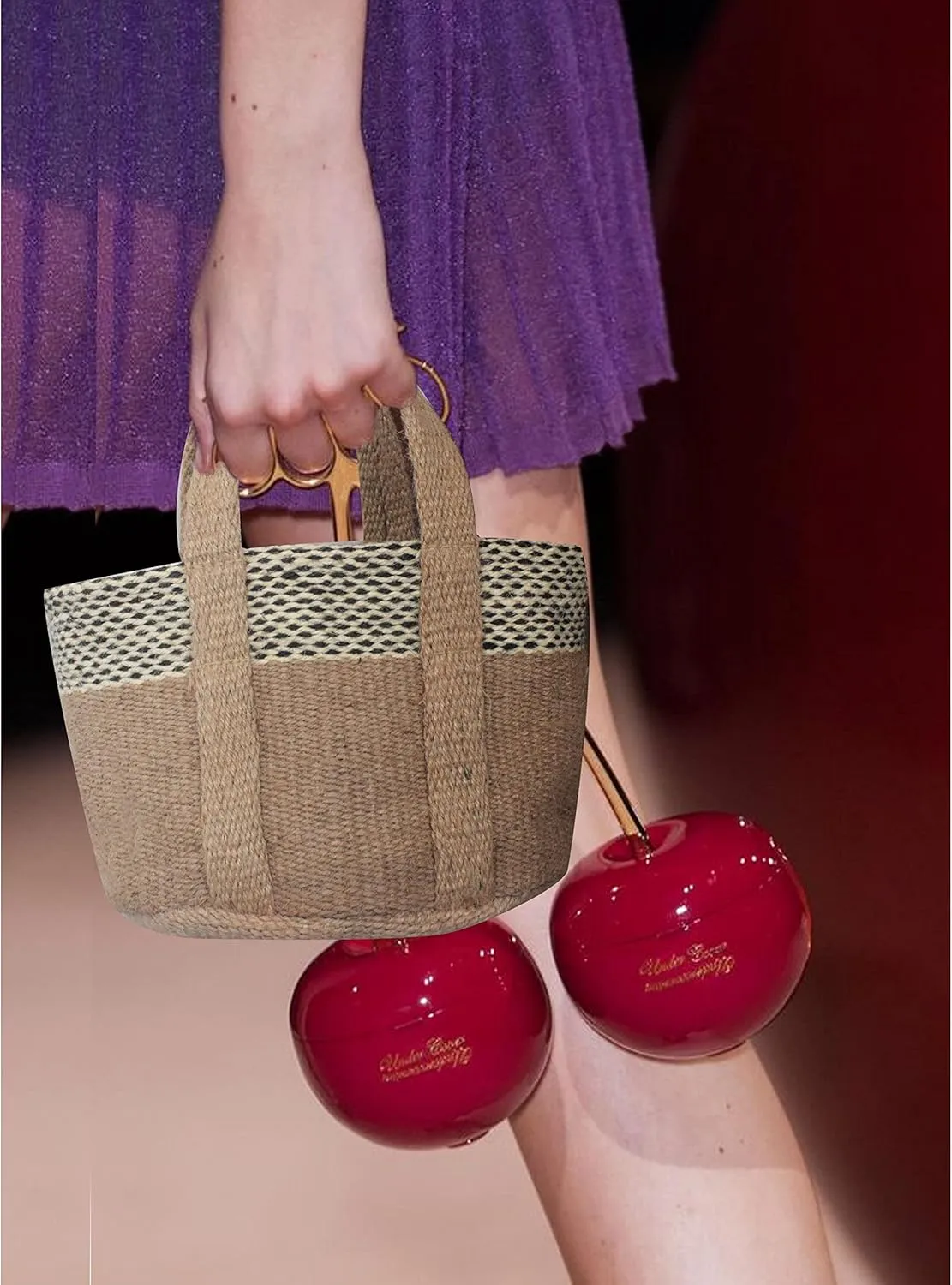 Printed Jute Small Top-Handle Bag Durable & Stylish (9"x7"x6")