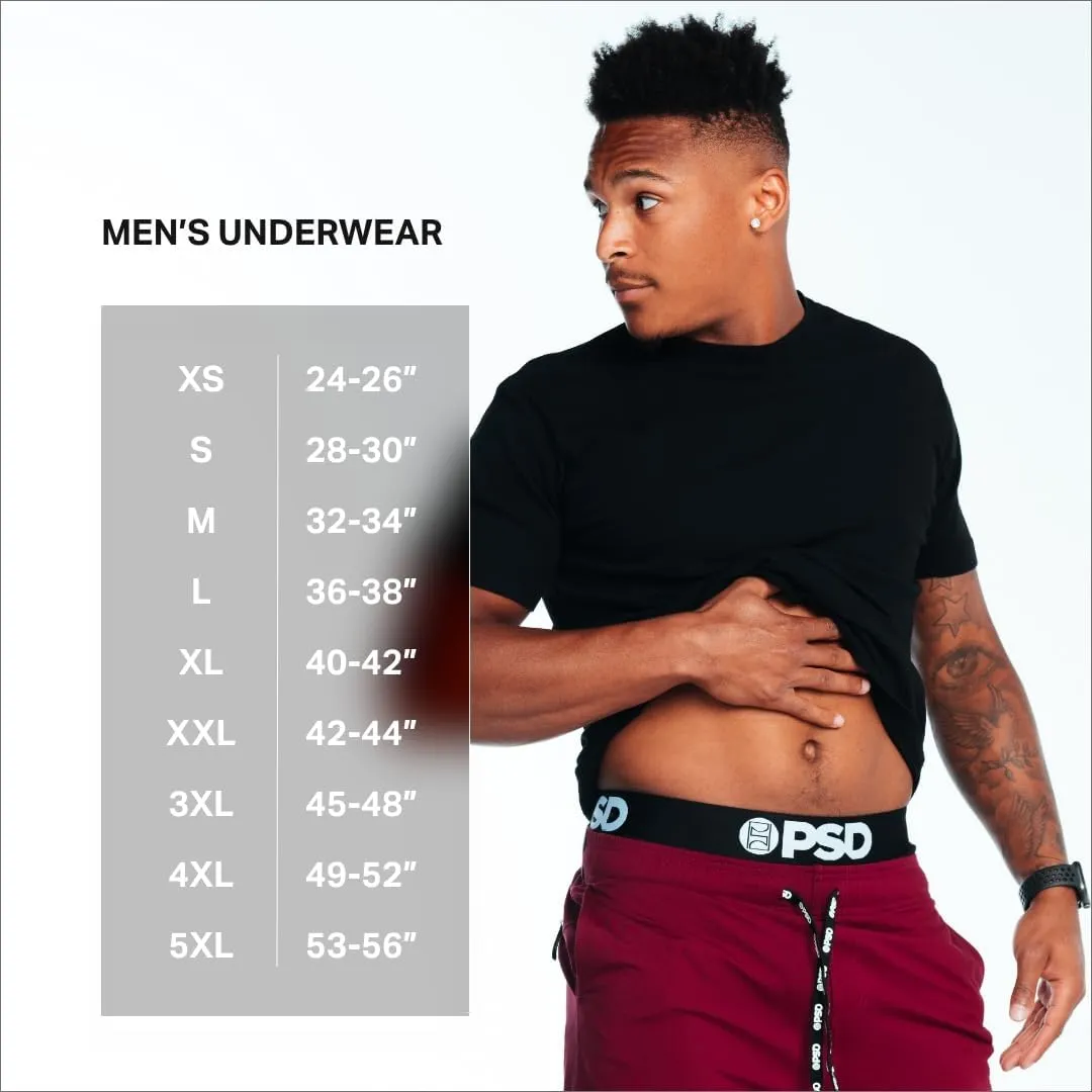 PSD Underwear Men's Stretch Elastic Wide Band Boxer Brief Underwear Bottom | Breathable, 7 inch Inseam |