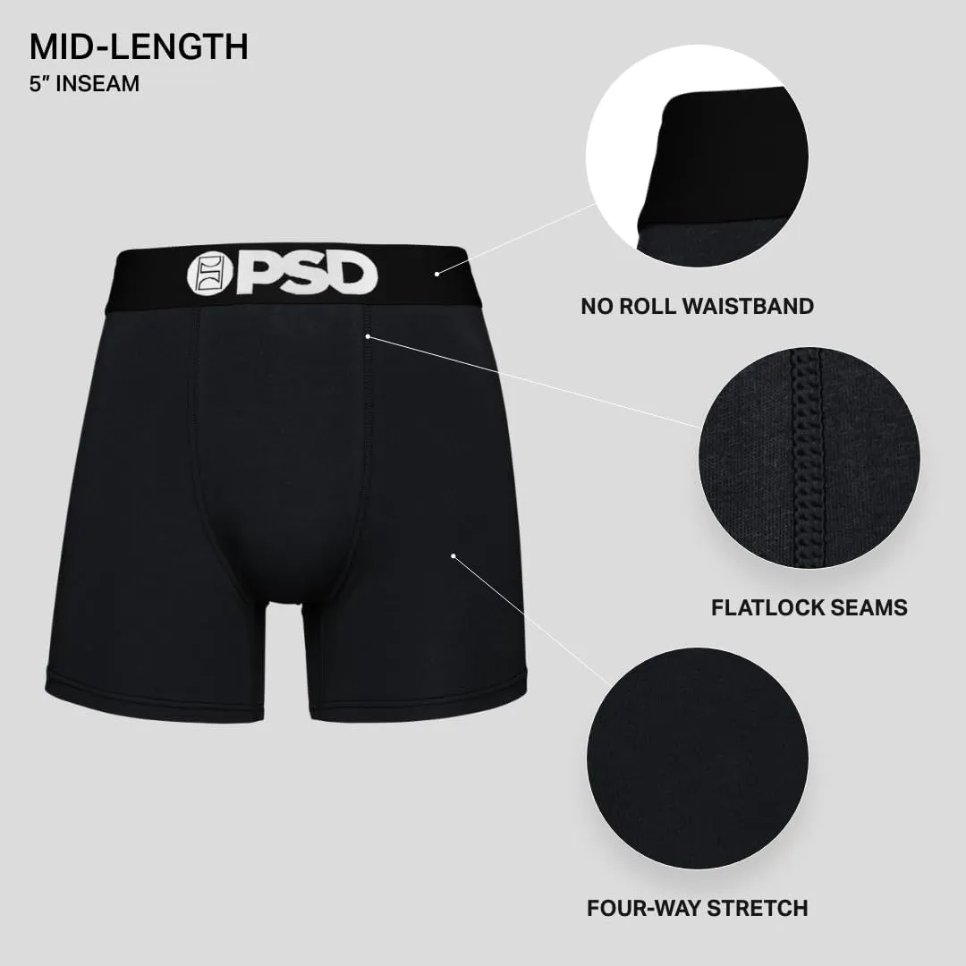 PSD Underwear Men's Stretch Elastic Wide Band Boxer Brief Underwear Bottom | Breathable, 7 inch Inseam |
