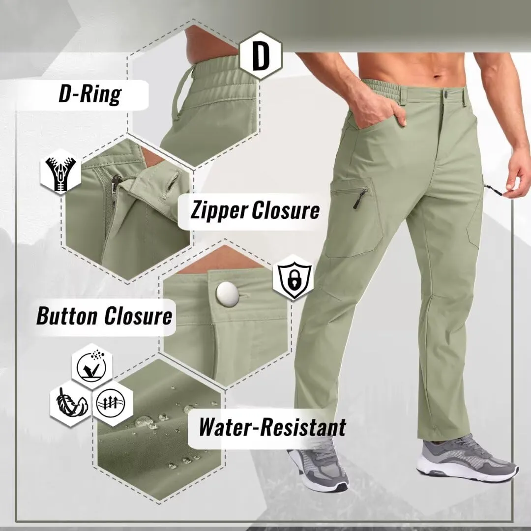 Pudolla Men's Lightweight Hiking Pants with 7 Pockets Quick Dry Water Resistant Fishing Travel Pants