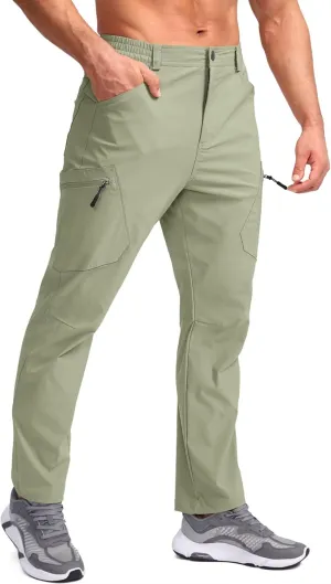 Pudolla Men's Lightweight Hiking Pants with 7 Pockets Quick Dry Water Resistant Fishing Travel Pants