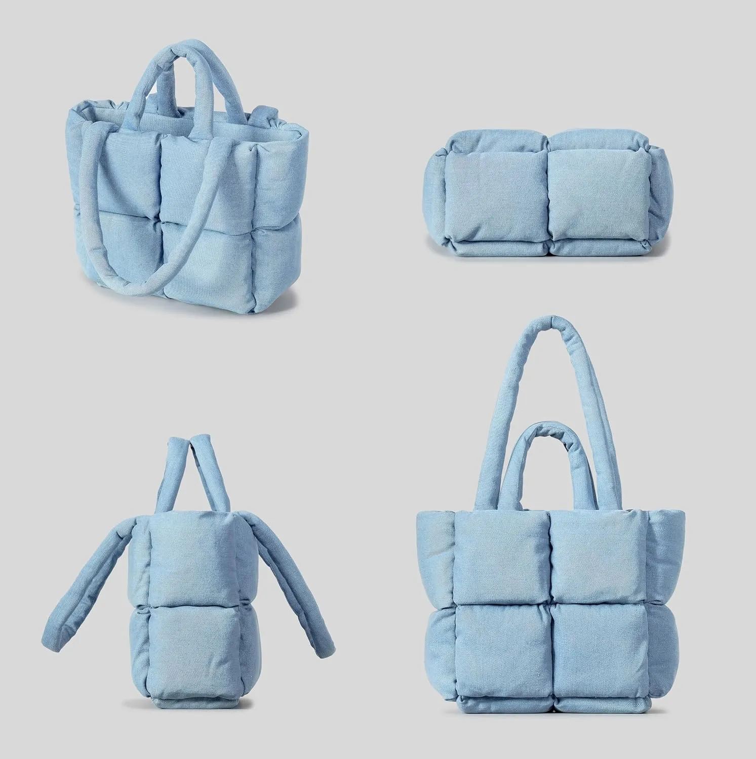 Puffer Shoulder Bag for Women Mini Down Satchel Hobo Bag Quilted Tote Bag Chic Purses 2024