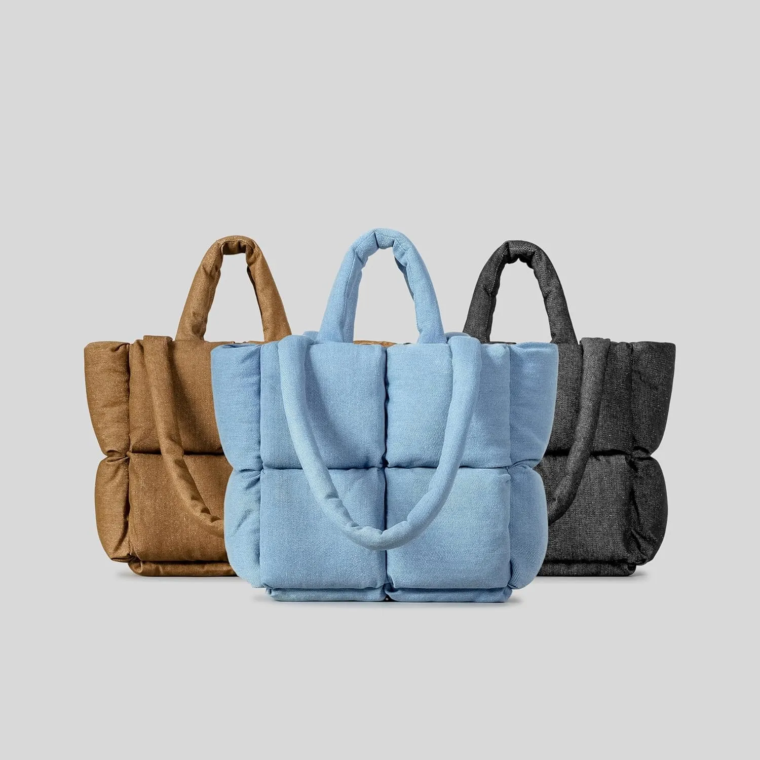 Puffer Shoulder Bag for Women Mini Down Satchel Hobo Bag Quilted Tote Bag Chic Purses 2024