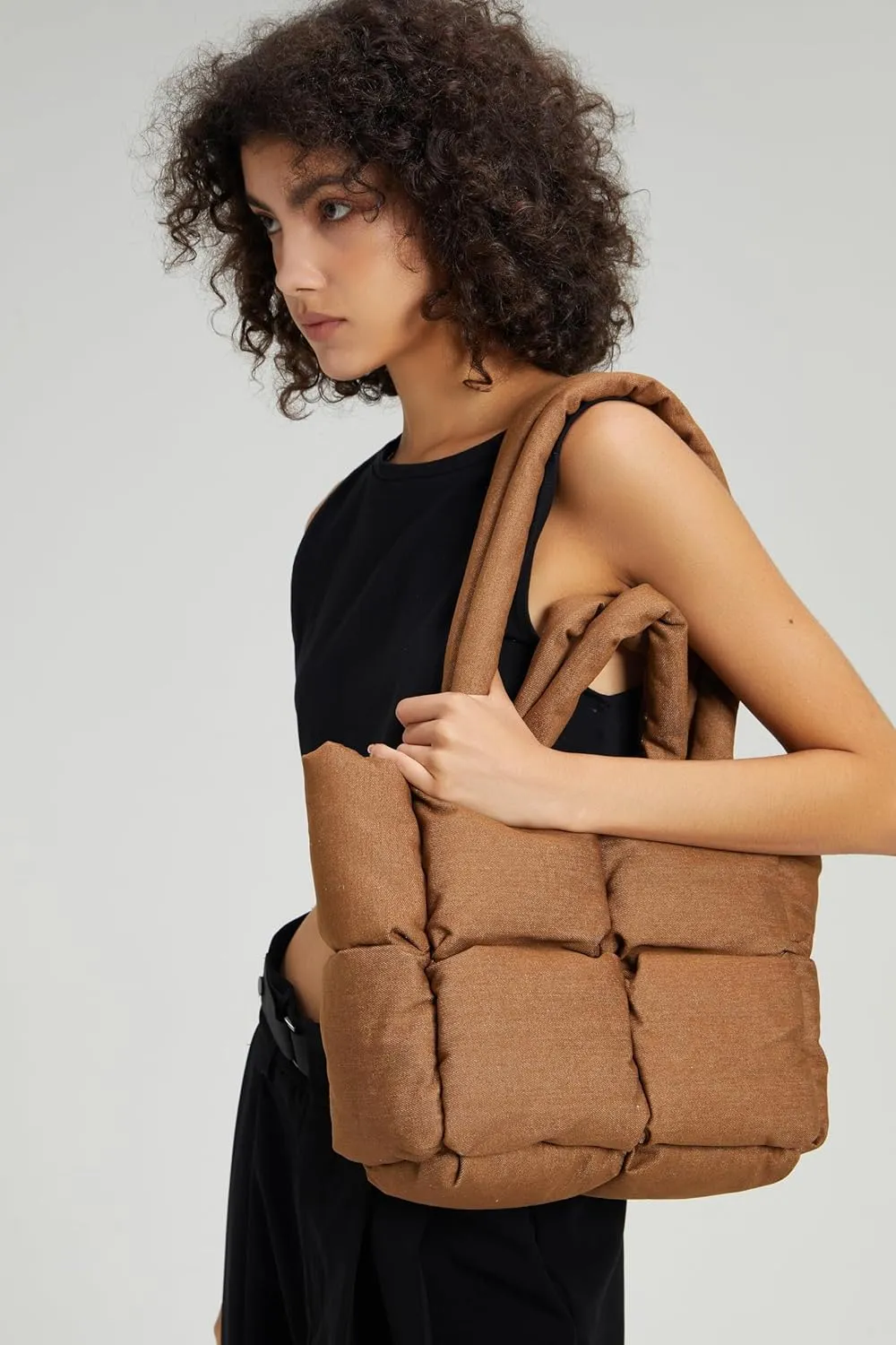 Puffer Shoulder Bag for Women Mini Down Satchel Hobo Bag Quilted Tote Bag Chic Purses 2024