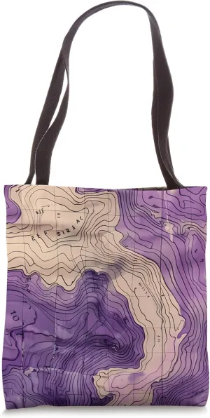 Purple Bohemian Striped Vintage British Isles Topography Map Tote Bag