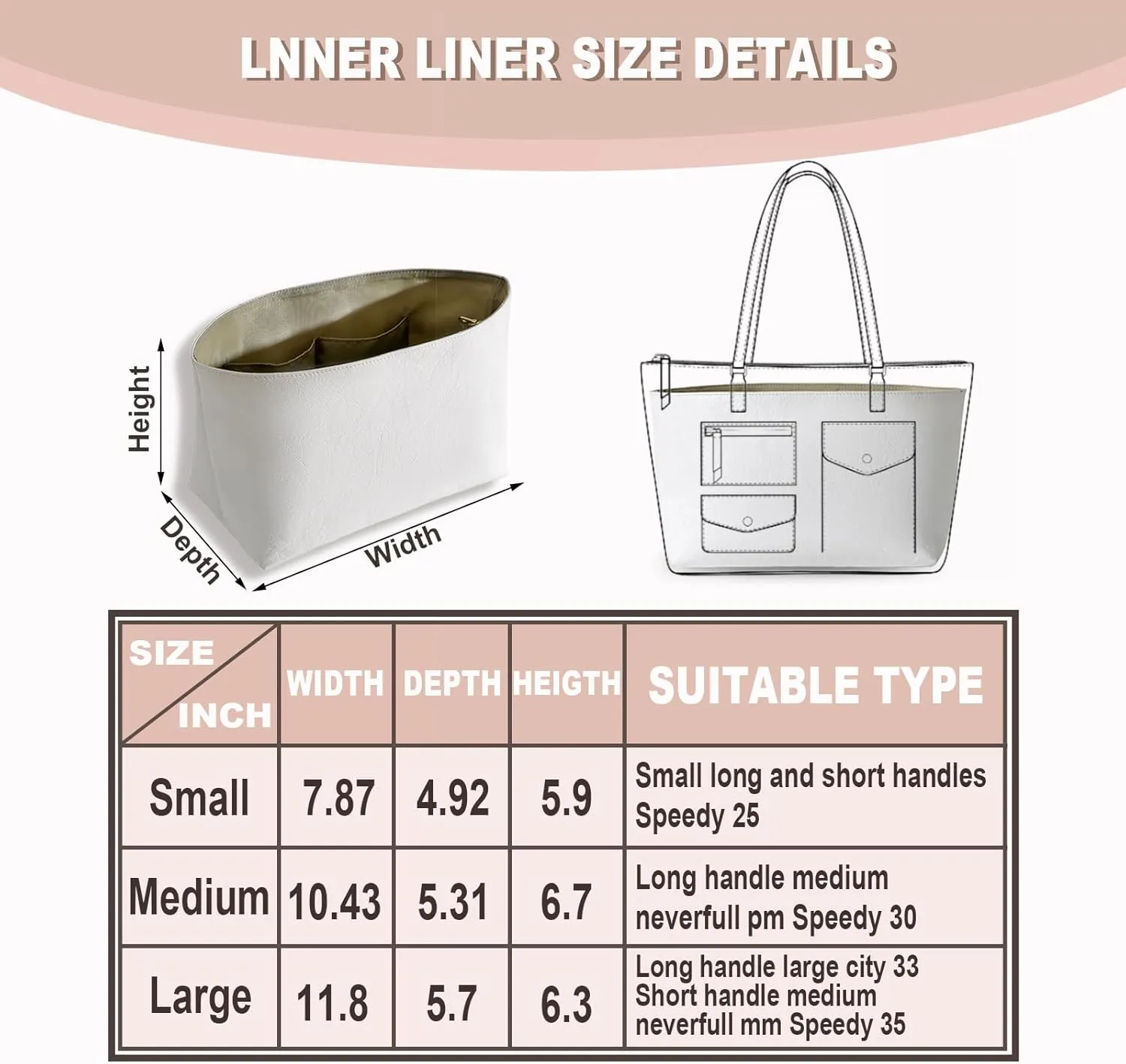 Purse Organizer Insert for Longchamp Le Pliage Handbag Ultra-light Dupont Paper tote bag Inserts Y099Khaki-Medium