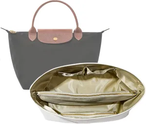 Purse Organizer Insert for Longchamp Le Pliage Handbag Ultra-light Dupont Paper tote bag Inserts Y099Khaki-Medium