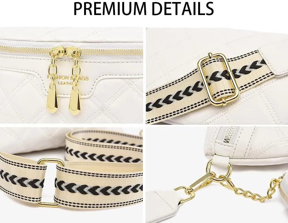 Quilted Fanny Pack with Coin Purse Small Crossbody Sling Purse Women Shoulder Chest Bag with Coin Pouch (Khaki)