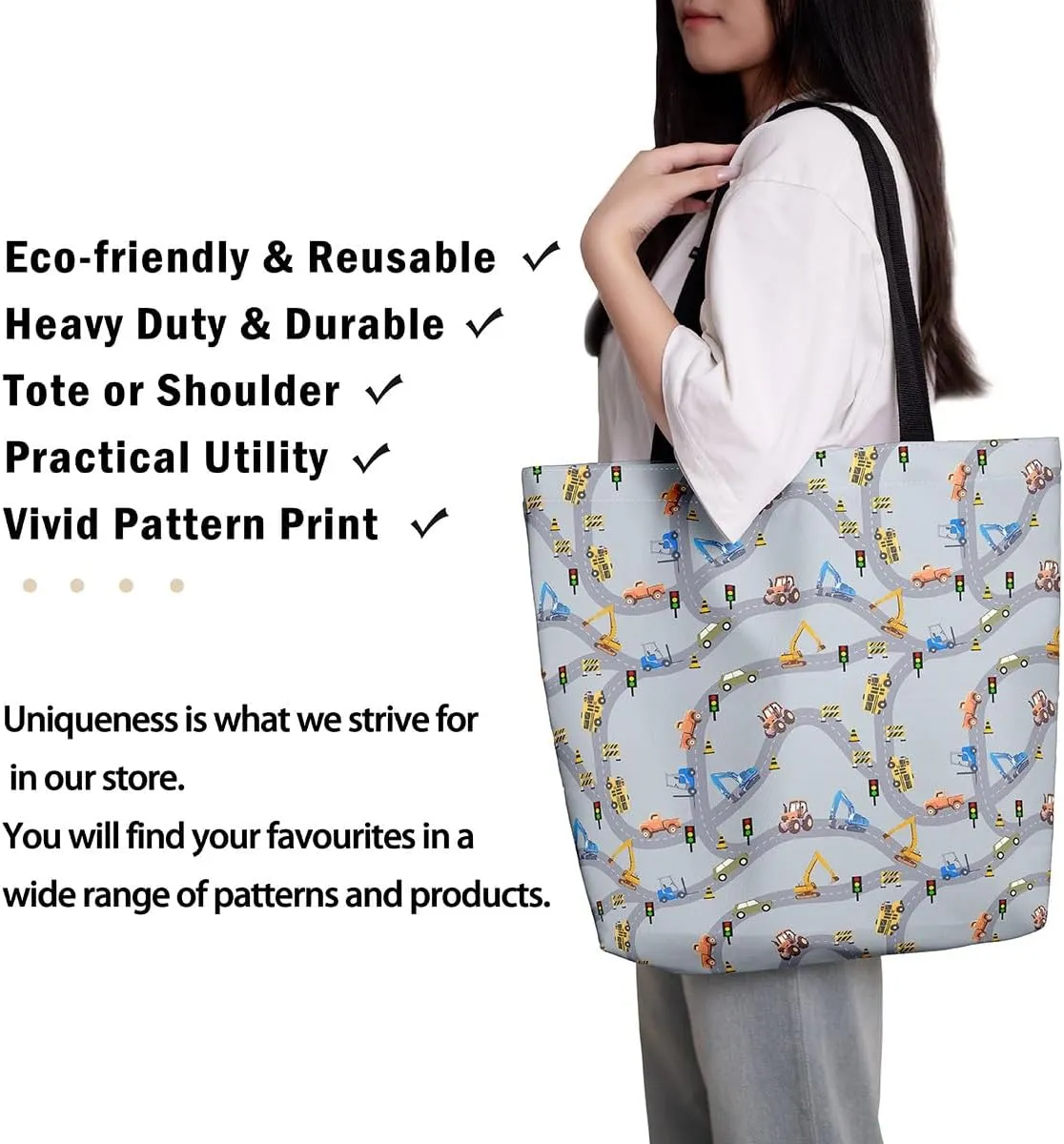 Race Car Canvas Bag for Kids Boys Girls,Red and Blue Sports Car Canvas Tote Bag