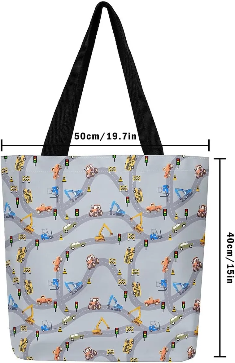 Race Car Canvas Bag for Kids Boys Girls,Red and Blue Sports Car Canvas Tote Bag