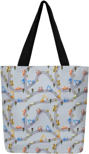 Race Car Canvas Bag for Kids Boys Girls,Red and Blue Sports Car Canvas Tote Bag