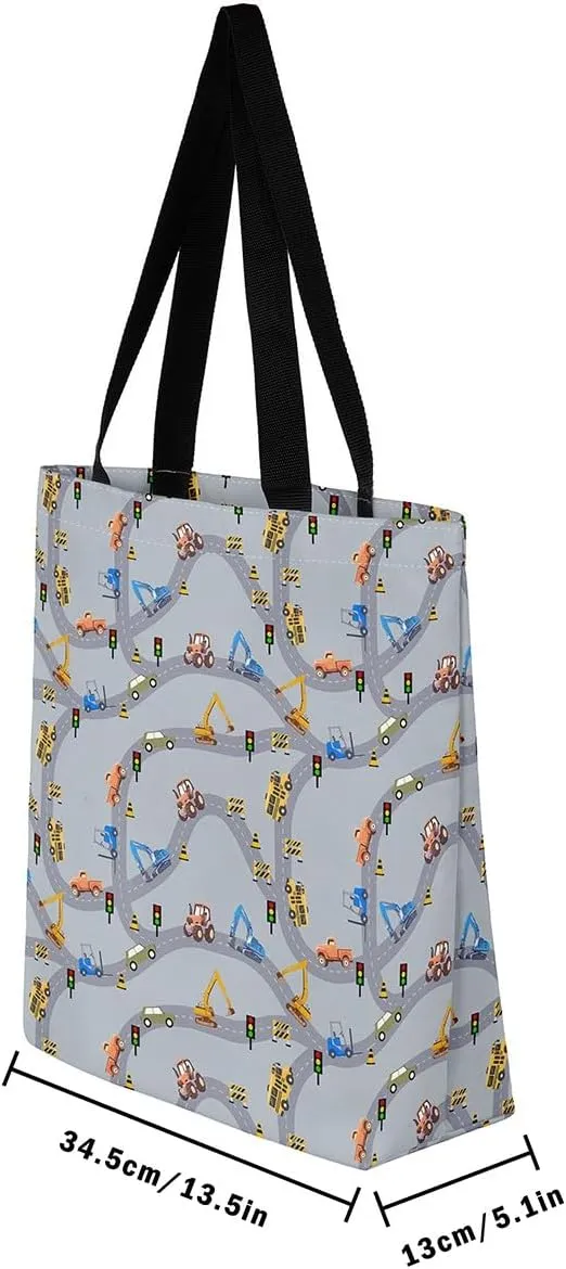 Race Car Canvas Bag for Kids Boys Girls,Red and Blue Sports Car Canvas Tote Bag