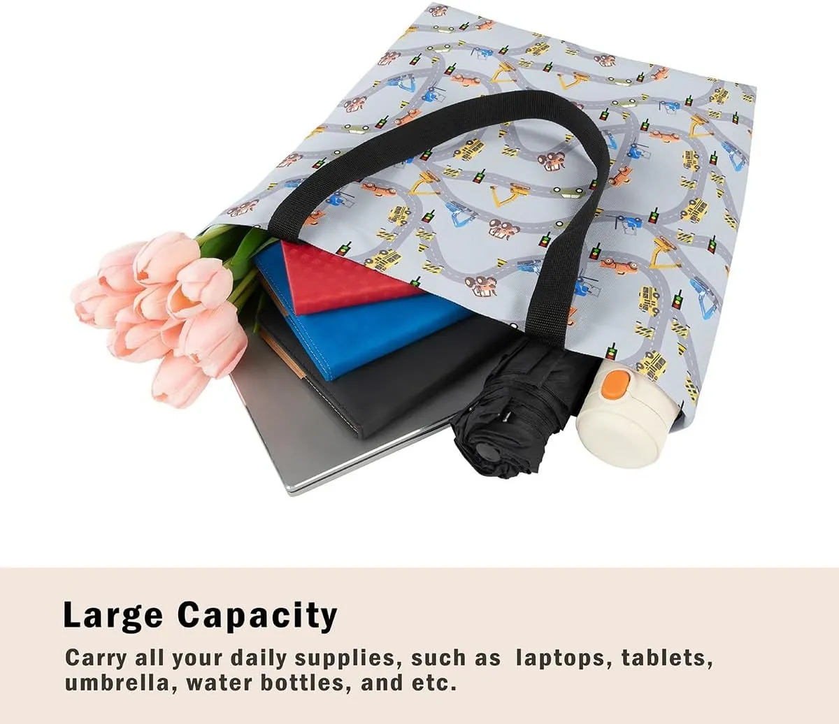 Race Car Canvas Bag for Kids Boys Girls,Red and Blue Sports Car Canvas Tote Bag