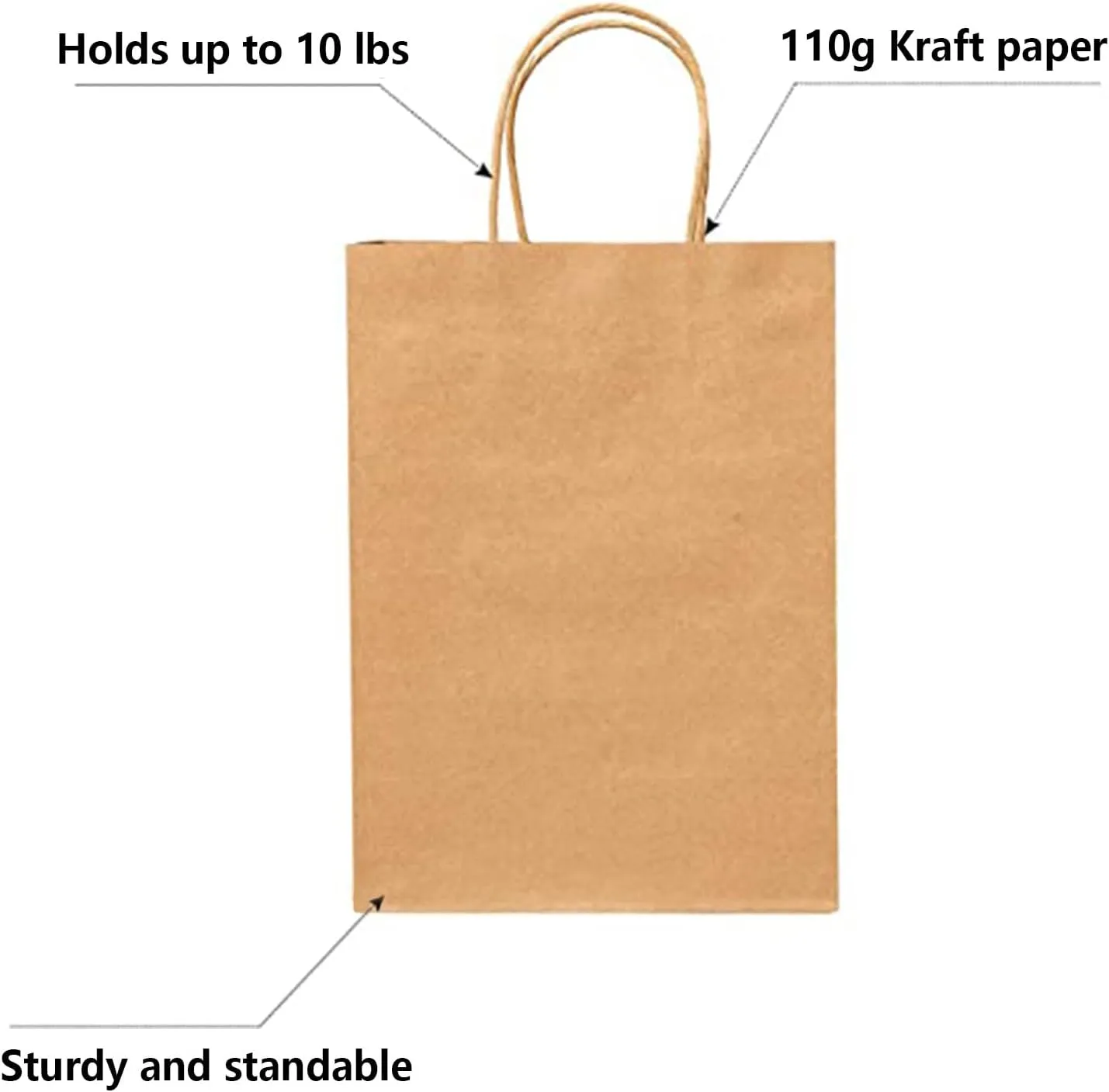 RACETOP Brown Paper Bags with Handles Bulk 100Pcs 8x4.5x10.8 Inch Gift Bags Bulk, Brown Kraft Paper Bags for Retail, Party, Shopping, Favor