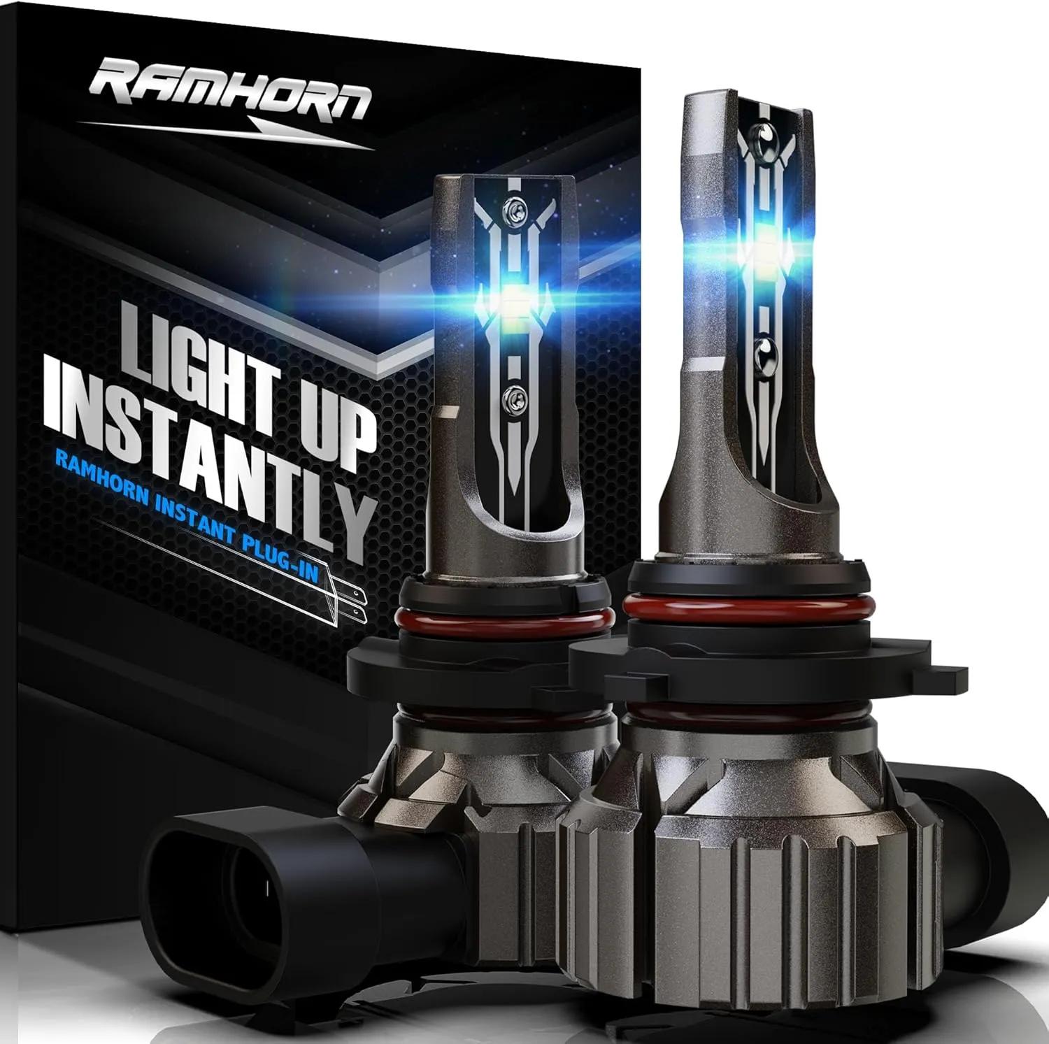 RAMHORN 9005 Light Bulbs, HB3 Light Bulbs 300% Brightness Upgraded 6500K Xenon White Instant Plug-in Fanless Fog Light, Pack of 2
