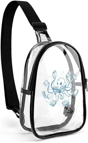 Reading Octopus Tentacles Clear Crossbody Bag Over Shoulder Sling Backpack Casual Cross Chest Side Pouch