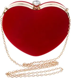 Reberomantic Heart Shaped Evening Purse Velvet Clutch Purse Solid Evening Bag