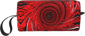 Red Flower Vortex Spiral Cosmetic Bags for Women Portable Makeup Bag Travel Storage Bag Daily Receive BagLarge Capacity Toiletry Bag