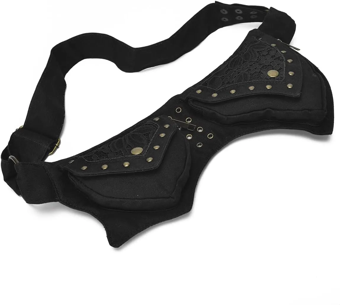 Renaissance Accessories - Ren Faire Fanny Pack, Festival Thigh Bag for Women, Lace Waist Utility Hip Belt