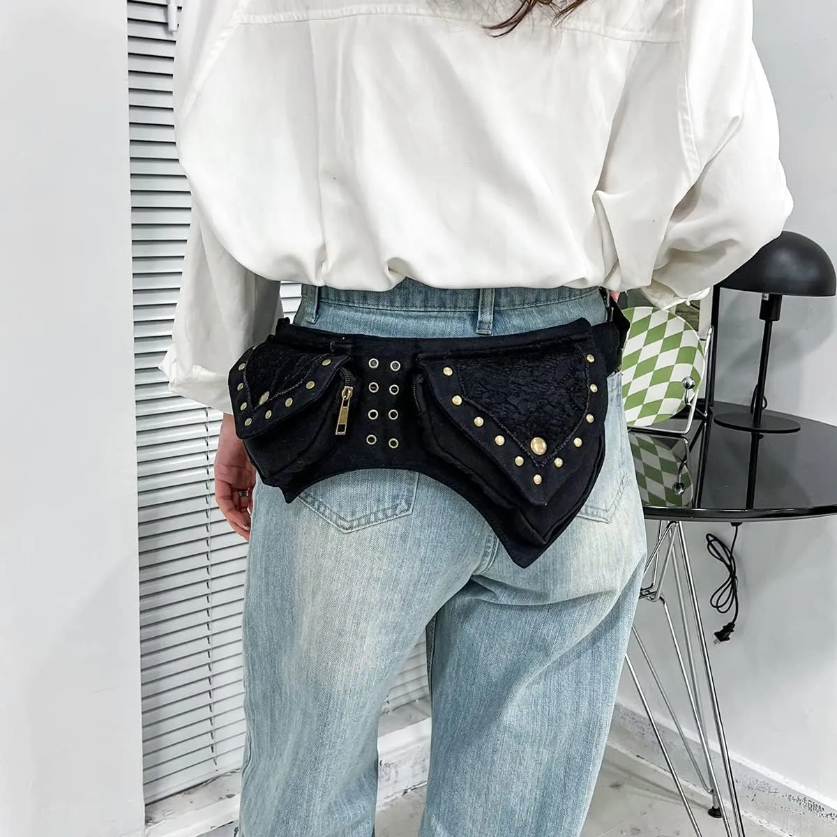 Renaissance Accessories - Ren Faire Fanny Pack, Festival Thigh Bag for Women, Lace Waist Utility Hip Belt