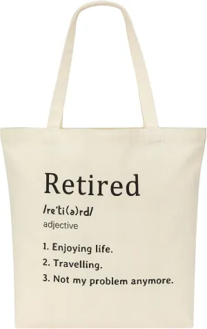 Retirement Gifts for Women - White Canvas Tote Bag with Pocket, Happy Retirement Gift for Coworker, Nurses, Mom, Teacher Appreciation Gift