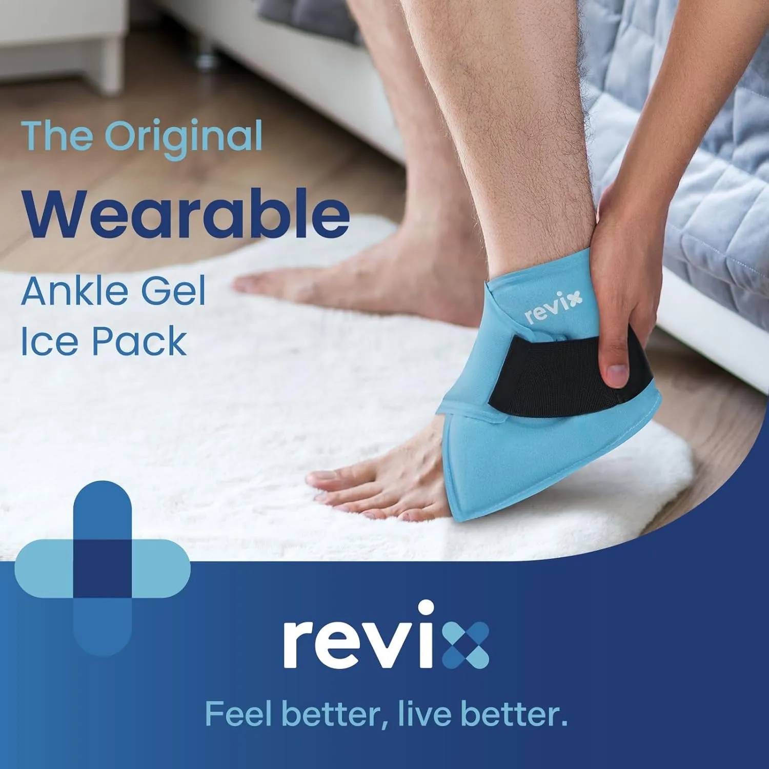 REVIX Ankle Ice Pack Wrap – Reusable Gel Cold Compression for Foot Discomfort, Ice Wrap for Feet Swelling and Recovery, Plantar Fasciitis, Achilles Tendonitis, and Sprained Ankles