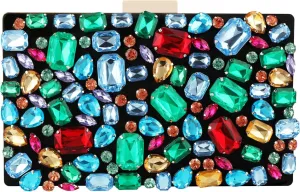Rhinestone Clutch Purse for Women, Colorful Bling Evening Bag, Sparkly Shiny Handbag for Date, Party, Prom, Coocktail