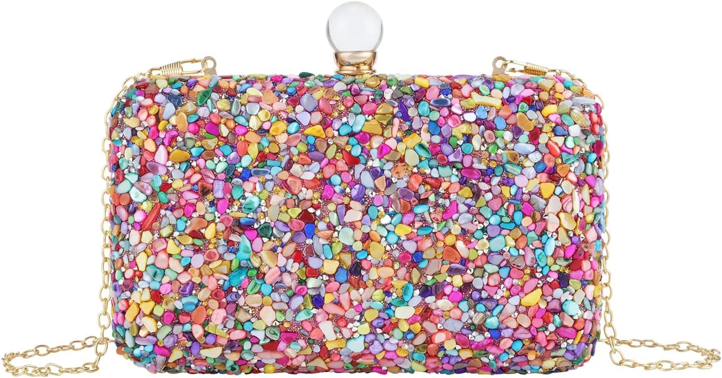 Rhinestone Clutch Purse for Women, Multocolor Evening Bag, Sparkling Handbag, Elegant Money Hand Bag for Party Prom Date Wedding