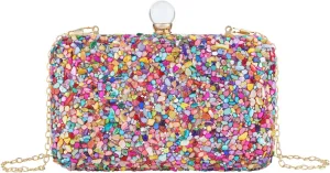 Rhinestone Clutch Purse for Women, Multocolor Evening Bag, Sparkling Handbag, Elegant Money Hand Bag for Party Prom Date Wedding