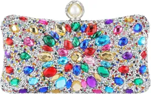Rhinestone Clutch Purse for Women Sparkling Party Evening Bag Small Multicolor Crossbody Bag Shiny Shoulder Handbag for Wedding Prom Party Date