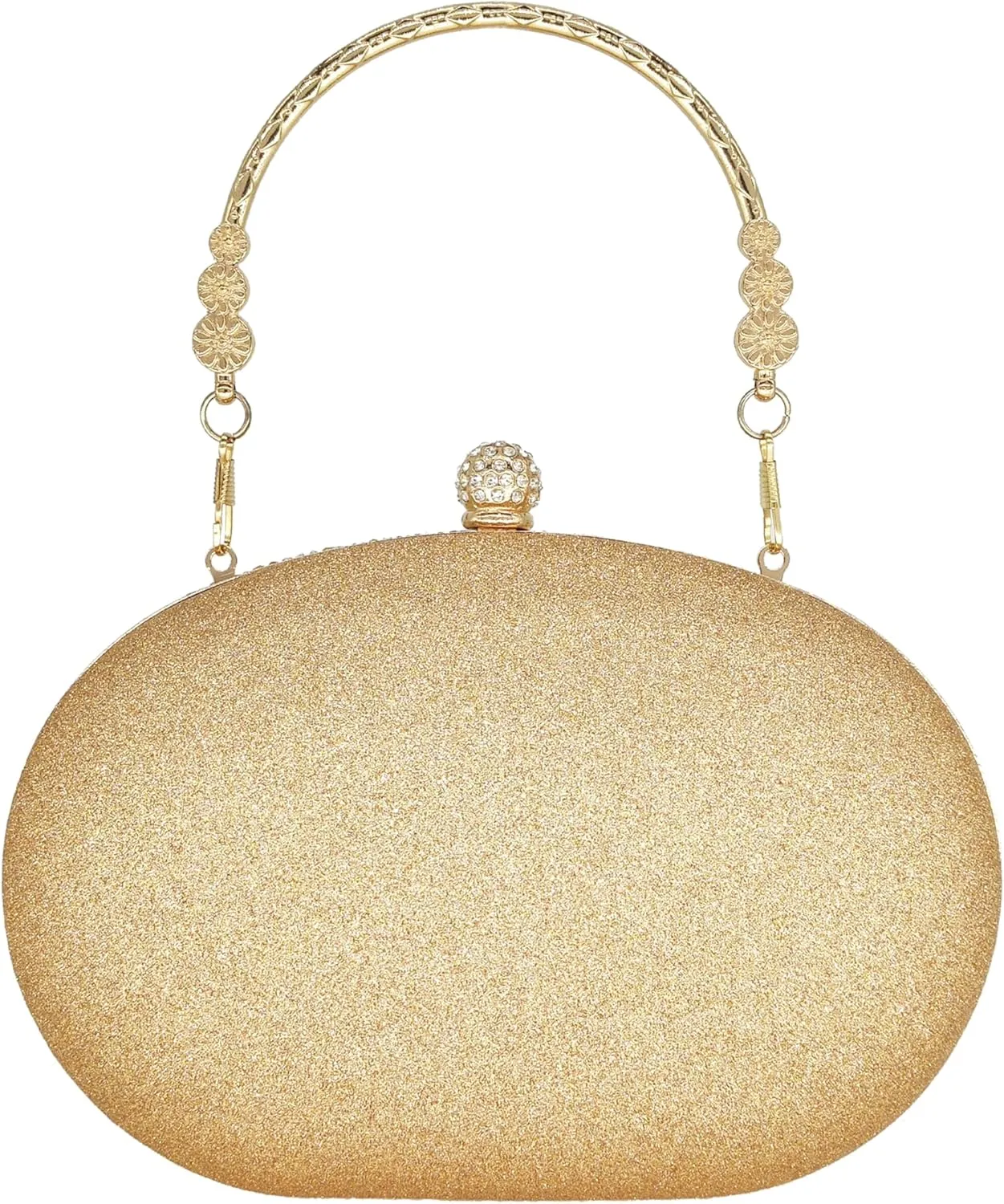 Rhinestone Clutch Purses for Women Evening Wedding Formal - Round Pearl Clasp Handbag - Crystal Diamond Bag