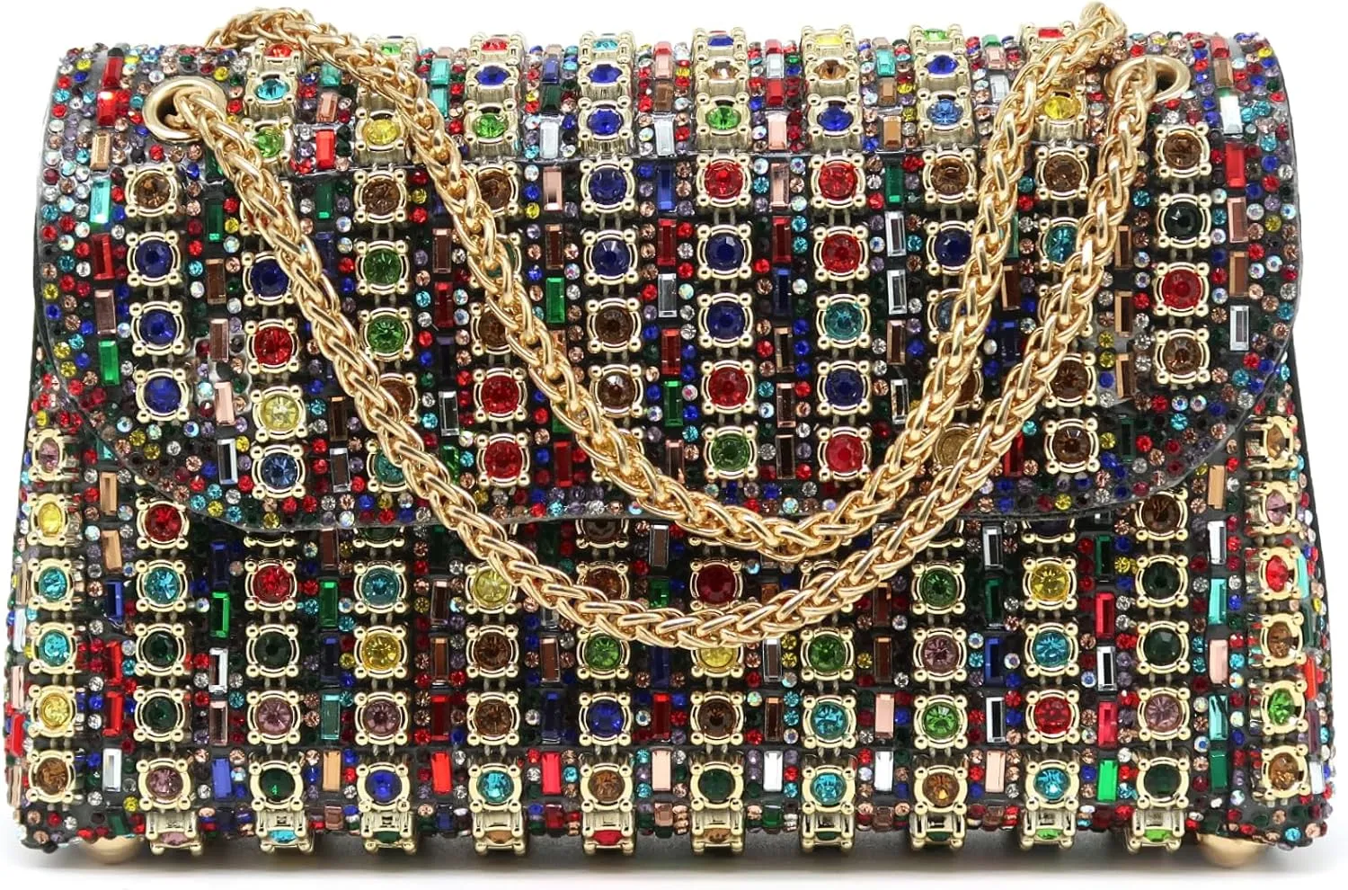 Rhinestone Evening Clutch Purse Silver Crystal Diamond Evening Bag Colorful Shoulder Crossbody Handbags for Wedding